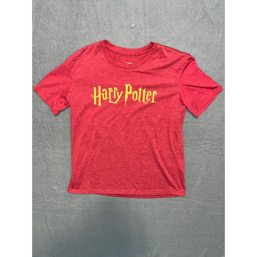 Harry Potter Graphic Tee Red Heathered Short Sleeve Shirt Yellow Logo Small